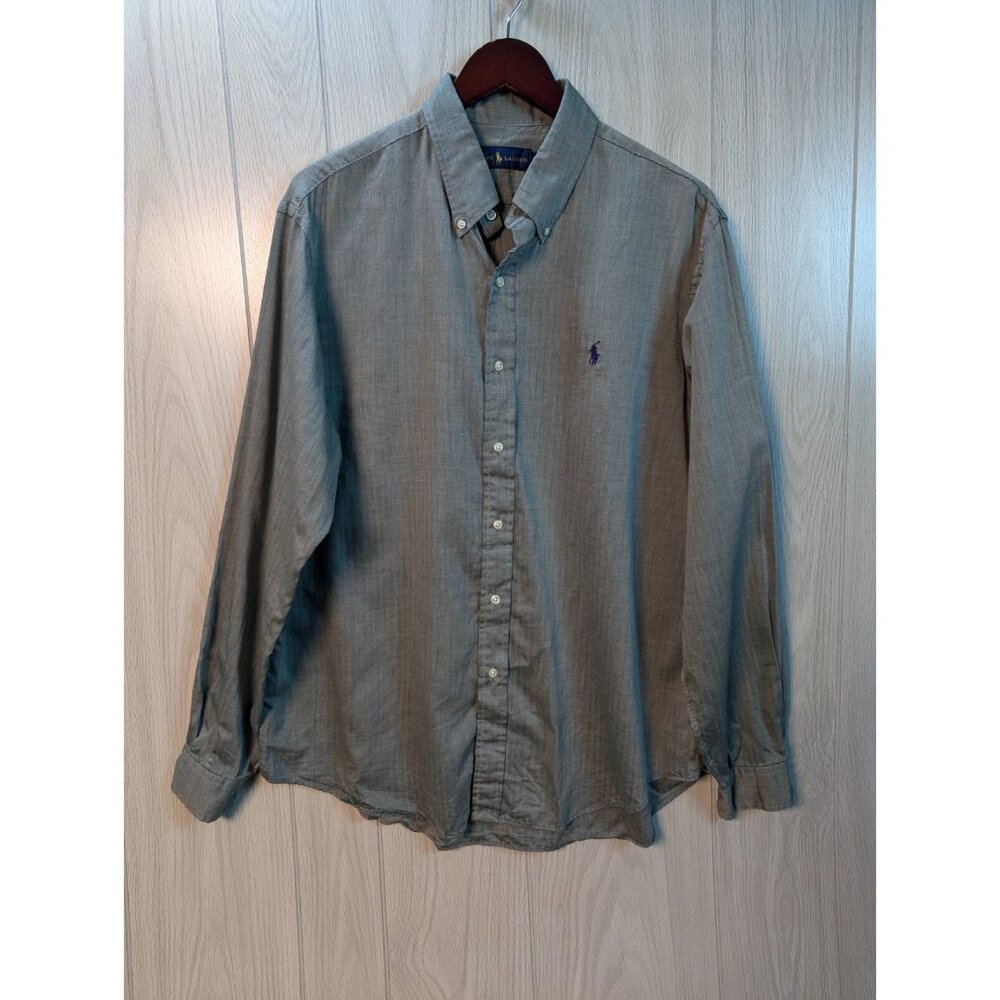 Polo Ralph Lauren Men's Blue Solid Classic Fit Button Down 17 34/35 Long Sleeve